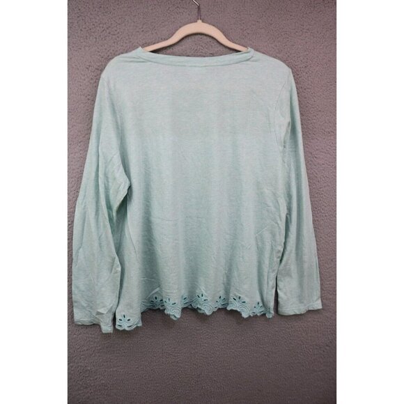J. Jill Long Sleeve Green Tunic-Size Large-Stretch-Embroidered Trim - Picture 8 of 10